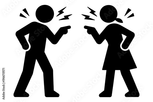 Two people arguing and blaming each other
言い争う二人・トラブルのイメージ