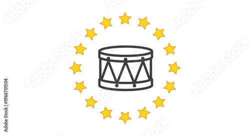 drum surrounded by stars logo symbol.