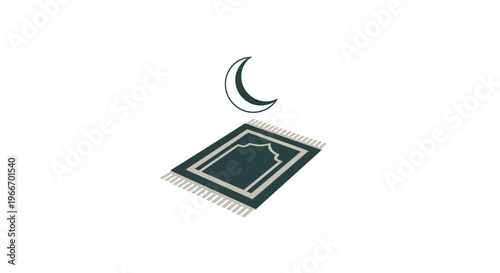 Islamic prayer mat and crescent moon symbol.