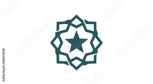 Teal star within geometric pattern design.