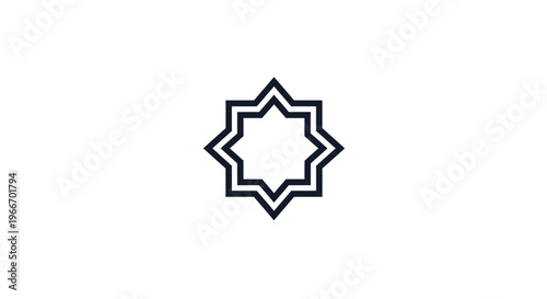 Islamic Geometric Star Pattern Rub El Hizb Isolated White Background