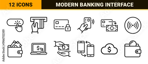 Fintech and Digital Payment Solutions Minimalist Monoline Geometric Line Art for Mobile Banking and E-commerce Transactions.