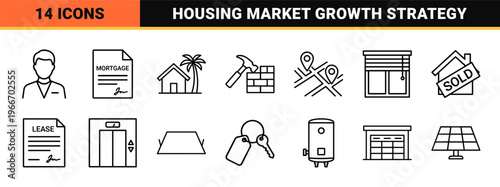 Real Estate and Property Management Minimalist Geometric Outline Graphics for Commercial Brokerage and Residential Leasing Applications