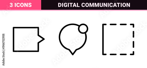 Minimalist Monoline Chat Bubble and User Interface Line Art for Commercial Software and Modern Mobile Application Design