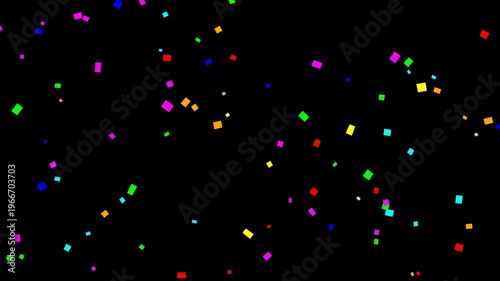 3D Animation of Colorful Confetti Explosion Isolated on Black Background