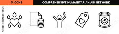 Humanitarian Aid and Charitable Giving Minimalist Monoline Geometric Line Art for Non-Profit Organizations and Philanthropy Projects