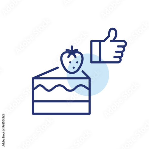 Strawberry cheesecake and like. Fast food order approval, dessert satisfaction positive customer feedback. Pixel perfect, editable stroke vector icon