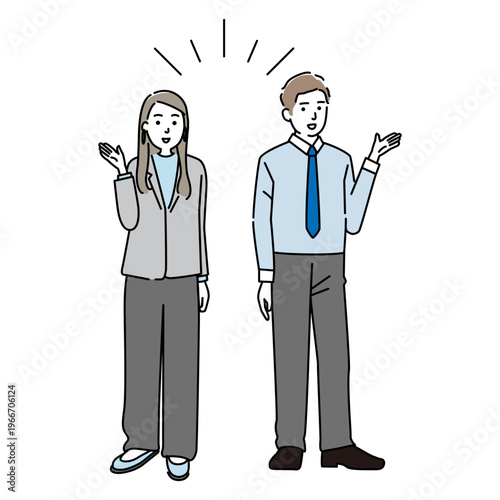 笑顔の若いビジネスマン 男女