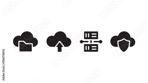 Cloud Storage Icons Set for Data Backup Security Synchronization and Cloud Computing Technology Concepts