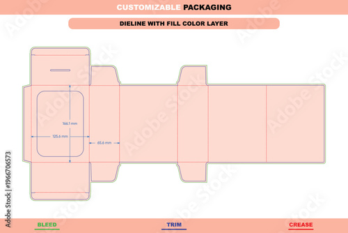 Customizable aircraft type tuck end box packaging dieline template custom dimensions detailed printable carton editable structural die line precise folding pack layout design