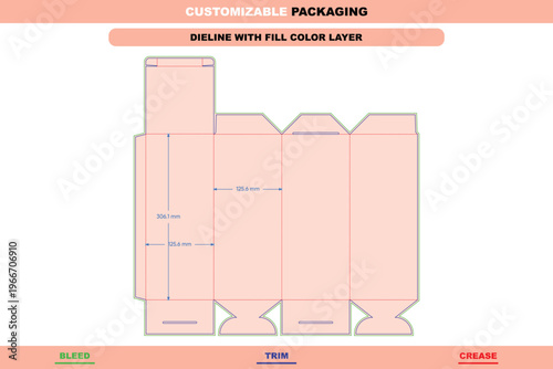 Pin style tuck end box packaging template dieline customizable printable product carton editable structural die line layout durable folding carton production solution