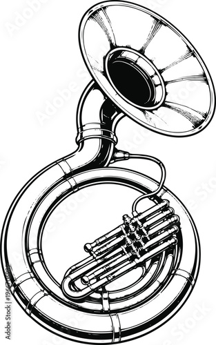 Sousaphone Line Art – Musical Instrument Illustration