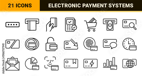Financial Services and Credit Card Transaction UI: Minimalist Monoline Geometric Line Art for Digital Banking and Payment Interfaces.