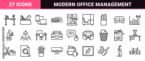 Coworking Space and Flexible Office Management Line Art; Minimalist Monoline Geometric Symbols for Shared Workspaces and Remote Business.