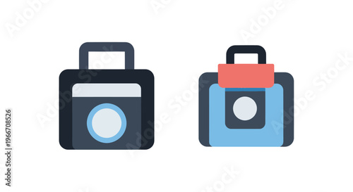 Two modern briefcases, business luggage, travel bags, vector illustration
