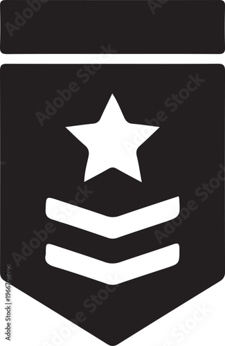 Print Military rank icon with a star and two chevrons