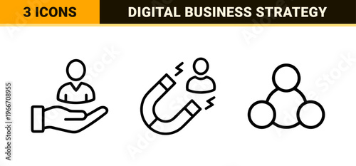 CRM Customer Relationship Management Strategy and Business Operations Minimalist Monoline Geometric Line Art for Digital Enterprise