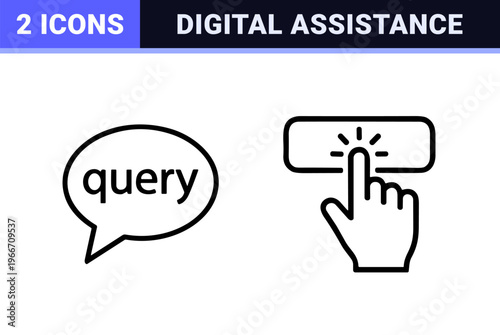 Minimalist Monoline Customer Support and Communication Geometric Line Art for Digital Helpdesk and Technical Assistance Interfaces