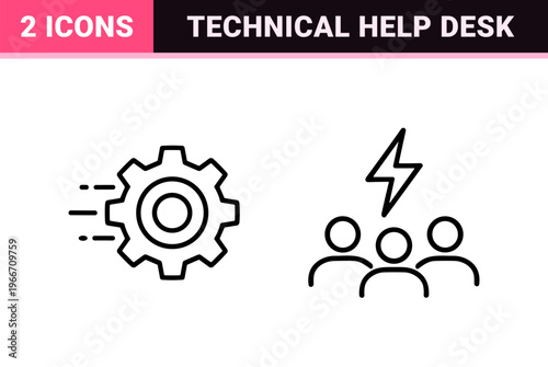 Customer Service and Technical Support Minimalist Monoline Geometric Line Art for Web and App Interface Design