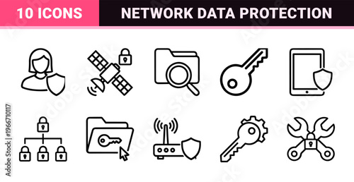 Cyber Security and Data Protection Minimalist Monoline Geometric Line Art for Network Privacy and Information Safety Infrastructure