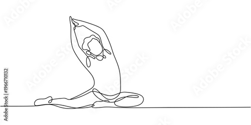 Bild auf Leinwand Continuous one line drawing of seniors doing exercise