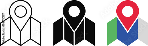 Vector illustration set featuring black 3d icons of scissors cutting paper and ribbon as a business design concept symbol