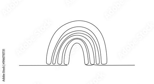 Minimalist Rainbow Line Art - Abstract Arch Shape on White Background