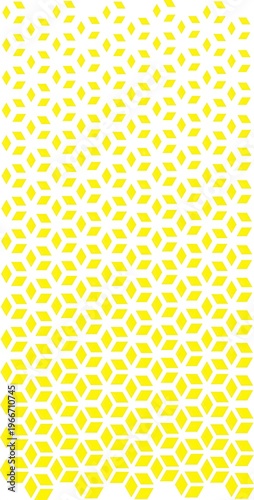 Seamless geometric pattern with yellow rhombuses forming a 3d cube effect