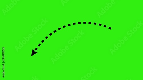 White hand drawn arrow icon pointing right on green screen background for vfx 2d animation