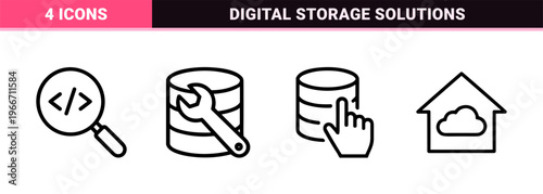 Professional Database Architecture and Data Processing Monoline Grid Set for Technical Software Interface and Information Technology Systems.