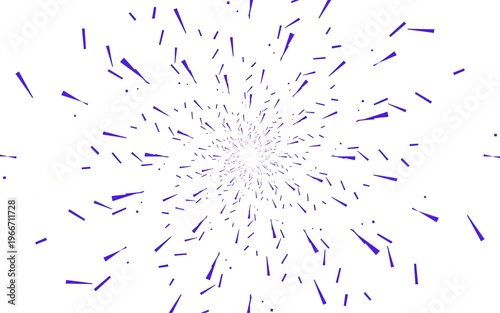 Abstract background with purple particles radiating from the center isolated on white background