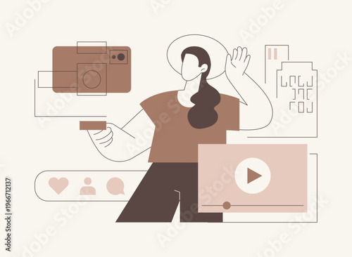 Filming with smartphone isolated cartoon vector illustrations.