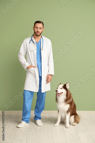 Veterinarian with cute Husk...
