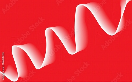 Abstract red background with a flowing white wavy ribbon or line element for modern design