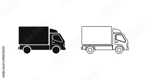 black and white delivery trucks side by side Vector