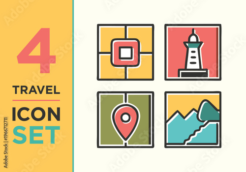 Clean and modern travel icon set featuring essential tourism, transportation, and vacation symbols. Perfect for websites, apps, UI design, presentations, and branding projects related to travel and ad