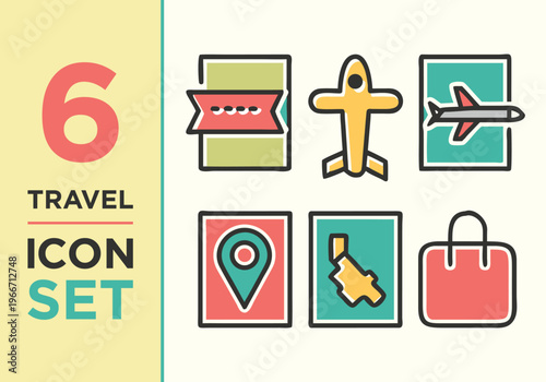 Clean and modern travel icon set featuring essential tourism, transportation, and vacation symbols. Perfect for websites, apps, UI design, presentations, and branding projects related to travel and ad
