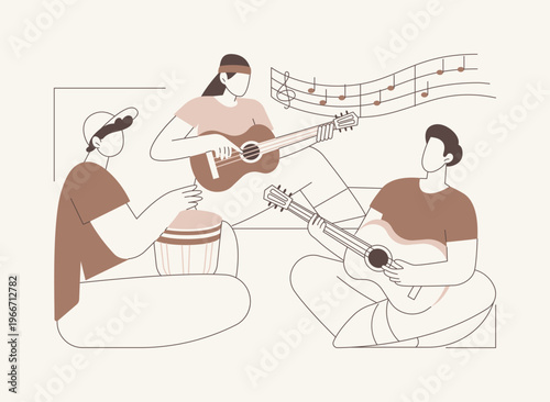 Jamming with friends isolated cartoon vector illustrations.