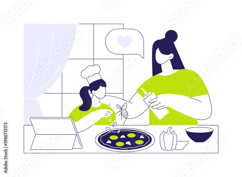 Family cooking classes isolated cartoon vector illustrations.