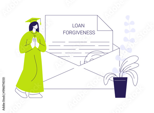 Loan forgiveness isolated cartoon vector illustrations.