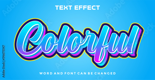Colorful 3D Text Effect with Vibrant Blue and Purple Gradient Script