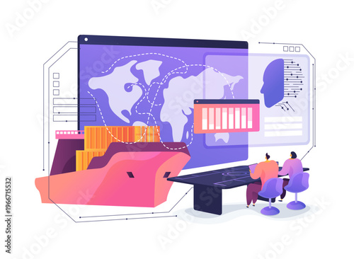 Cargo Ship Routing Twin abstract concept vector illustration.
