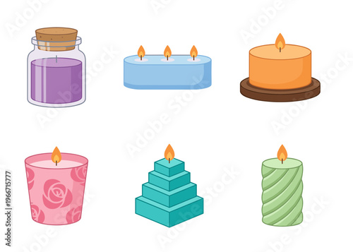 Scented Aromatherapy Candles Collection, Jar Candle, Tealights, Pillar and Decorative Shaped Wax Candles for Spa Relaxation and Wellness Concept