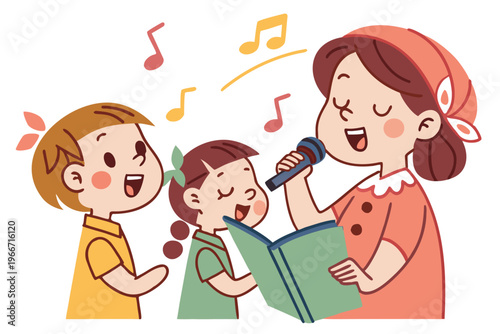Children choir singing happily music education theme