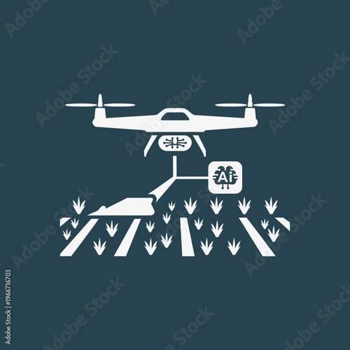 A drone utilizing artificial intelligence for precision agriculture and crop monitoring in a field.