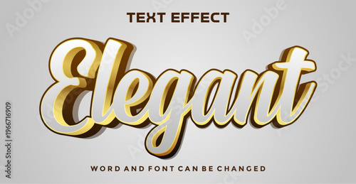 Elegant 3D Text Effect with Luxury Gold and White Script Typography