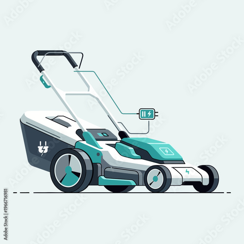 Modern electric lawnmower with battery indicator for eco-friendly garden maintenance and yard care.