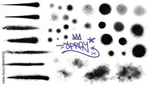 Decoration grunge, graphic pack - graffiti spray, brush strokes, highlighters, rectangle grunge shapes for text with splash. Dirty decoration grunge box with paint stroke, spray clouds. Vector ...