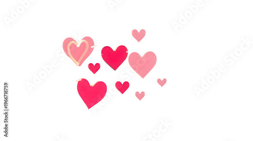 PNG cluster of pink and red hearts isolated on transparent background