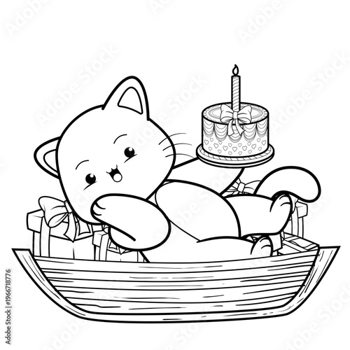 Happy Birthday Coloring Page with katty